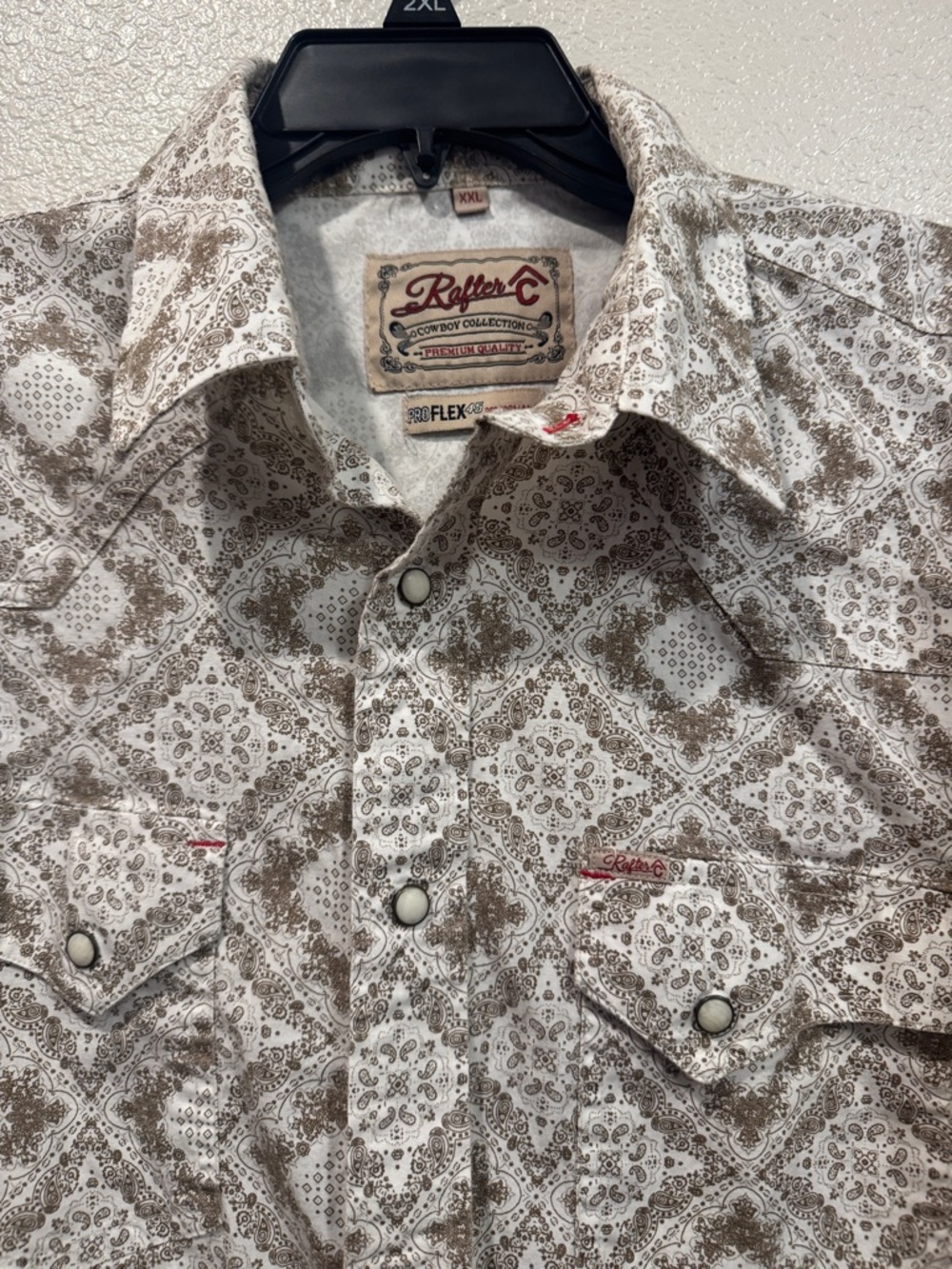 Rock & Roll  White and Brown Printed Western Snap Shirt